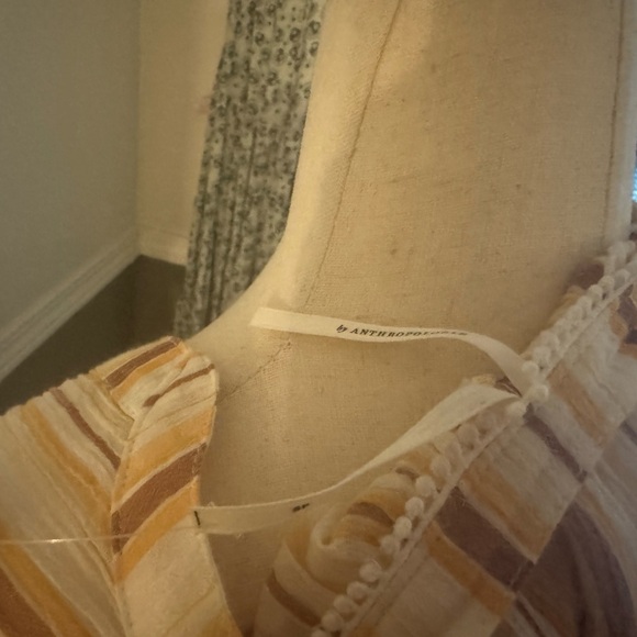 Anthropologie 💛 Balloon Sleeve Cropped Striped Tie Blouse 💛 NWT - Picture 9 of 12